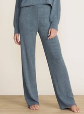 NEW Barefoot Dreams CozyChic Ultra Lite Rib Rolled Edge Pants Blue Cove - XS