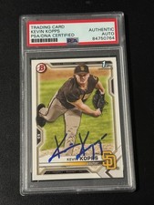 Kevin Kopps autograph signed 2021 Bowman baseball card PSA SLAB BD7 Arkansas d