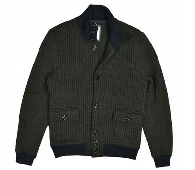ADHOC Dunkelgrüner Pullover aus Wolle mit Knopfleiste für Männer 54