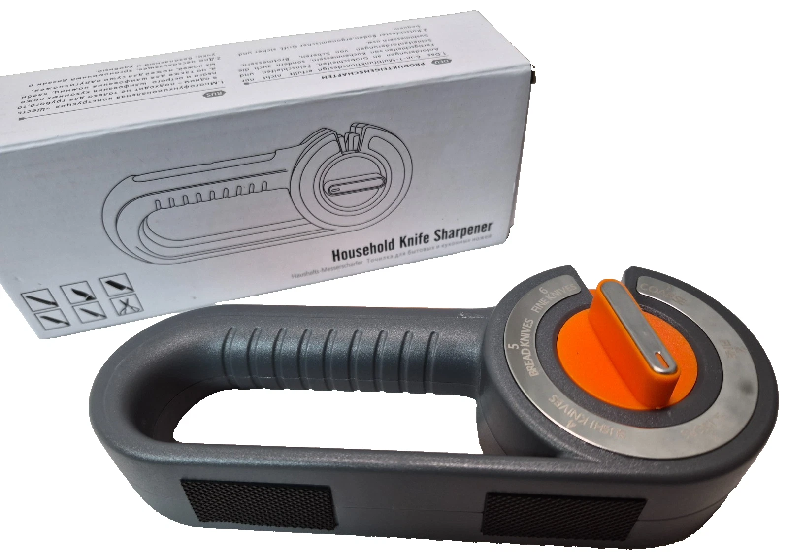 Oavostd 6 Slot Knob Kitchen Knife Sharpener Equipped w/ Diamond Tungsten Ceramic
