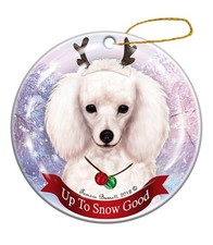 Holiday Pet Gifts White Poodle Dog Porcelain Christmas Ornament