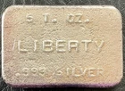 Liberty Vintage 5oz Silver Bar Reverse Toner