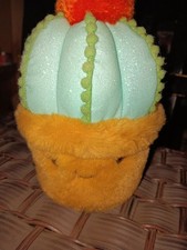 NWT FAO Schwarz Sparklers Cactus Plush Toy Plant in Pot Orange Pom Pom Detail