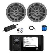 JBL R3500 Marine Bluetooth Radio, 2x 6.5" Speakers, Wire, Antenna, Amp,Kit