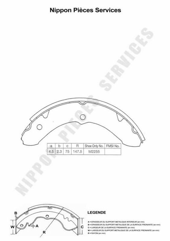 Garnitures de frein NPS Toyota T350A11 machoires de frein arriere reference 449460021