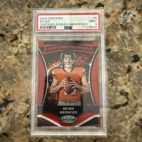 2024 Panini Certified Bo Nix Certified Rookies Mirror Red #75/99 PSA 9 BN890