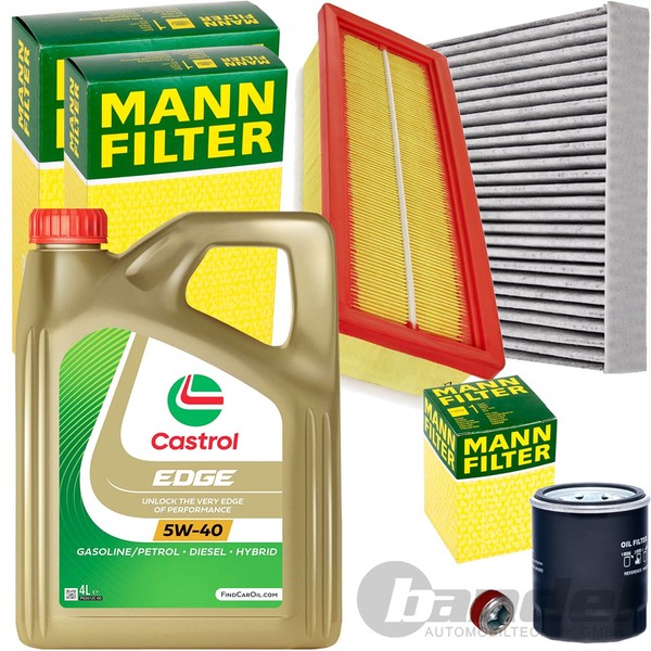 Mann Filter Filterset+Castrol 5W40 ÖL FüR Lancia Ypsilon Fiat 500 Panda 169-image