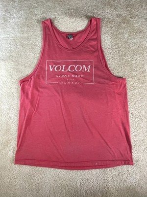 Volcom Stone Made Tank Top Mens Large Red Graphic Logo Sleeveless Skate Surf 