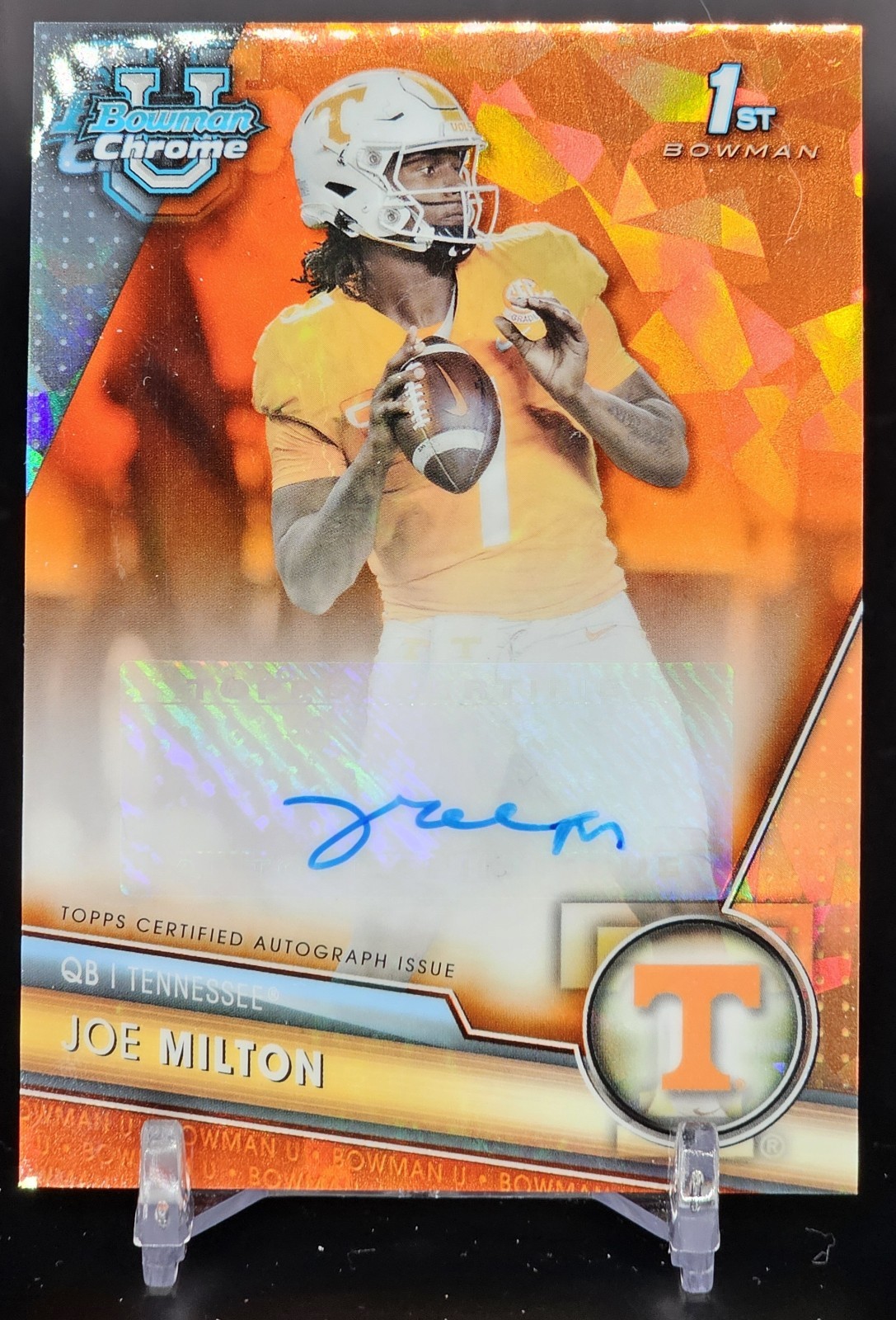 2023 Bowman University Chrome Sapphire Orange Auto /25 Joe Milton III #PA-JOE RC