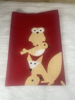 Crate & Barrel Red Christmas Critters Large Cotton Kitchen Dish Tea Towel Winter