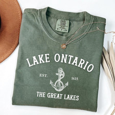 Lake Ontario Est 1615 Shirt Vintage Great Lakes Retro Anchor Souvenir Tee