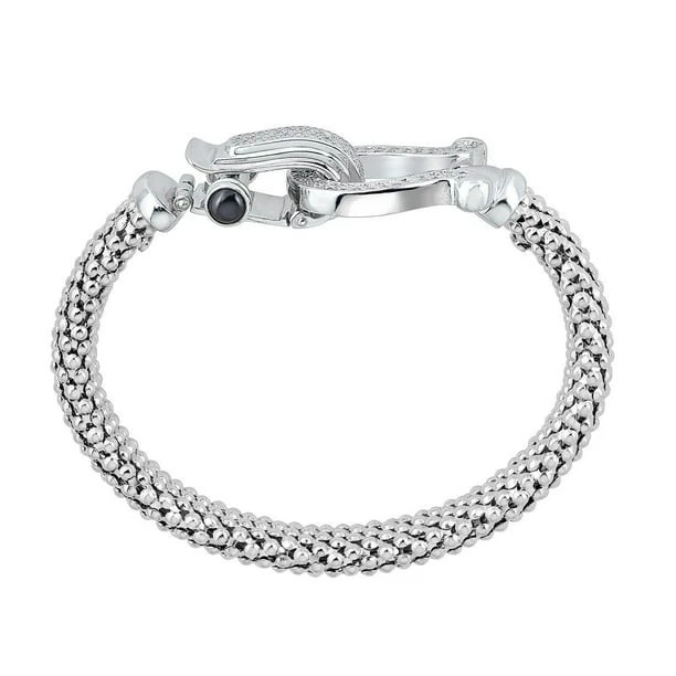 0,32 CT. T.W. Brazalete de herradura de diamantes en plata de ley italiana Foto 2 de 4