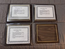 Blank Award Plaques X 4 Wood Brass Trim Window 13.5x11 Lot Certificate Beveled