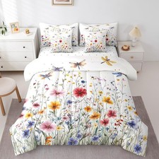 Girls Wildlife Bedding Set Twin Size 7 Piece Bed in A Bag Flower Comforter Se...