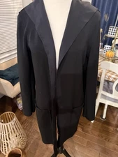 Carolina Belle Montreal Hooded Cardigan Blazer Sleek Material Black Size Medium