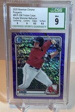 2020 Bowman Chrome Triston Casas Purple Shimmer Prospects Boston Red Sox CSG 9