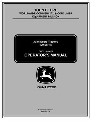 JOHN DEERE 100 Series Lawn Mower Tractor Operators Manual Owners Guide PDF