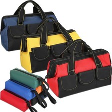 9 PCS Tool Bag Set 3 Wide Mouth Bags 6 Waterproof Pouches Blue Red Yellow