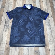 Greyson Performance Polo Golf Shirt Mens M Midnight Blue Wolf Floral Print