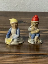 Vintage Set Of 2 Wade Whimsies Lucky Fairy Folk Leprechauns Gnomes Pixies