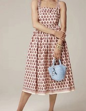J.Crew Embroidered apron dress in block print NWT Size 0