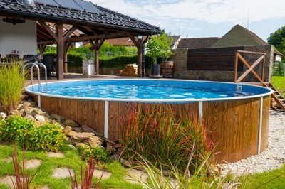 Stahlwandpool Pool Holzoptik rund 3,60 x 1,20 m Poolfolie Rundpool