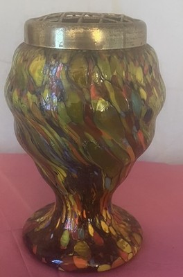 Vintage Art Deco Tschechisch Franz Welz Mehrfarbig Spritzglas Deckel 5,5'' 