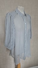 BNWT Matalan Grey & White Sheer Striped  Blouse 12