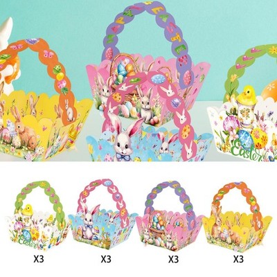 12 Stück Ostern Papierkörbe niedlich Deko leere Leckerli Boxen mit Griff