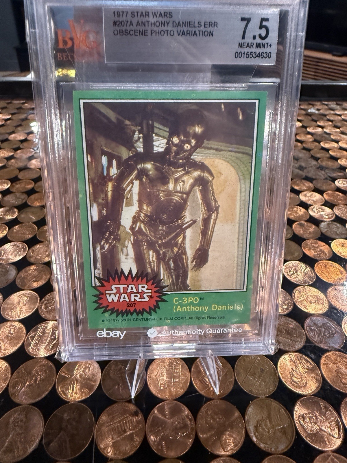 Topps 1977 Star Wars #207 C-3PO Anthony Daniels Error Obscene Var BCCG 7.5