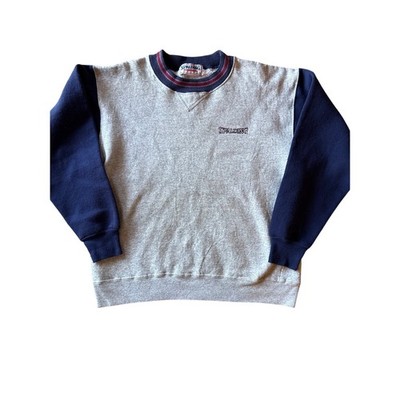 Vintage Spalding Athletic Apparel USA Made Two Tone Heather Gray Blue M Crewneck