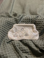 Vintage Same Import Beaded Evening Clutch Ivory Iridescent Sequins Japan
