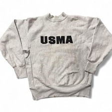 Vintage 80s USMA Reverse Weave Champion Style Grey Crewneck Sweatshirt