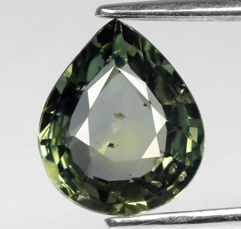 💎 1.97ct 8.7x7.3mm Pear Bluish Green Sapphire - Unheated, Songea Tanzania Gem