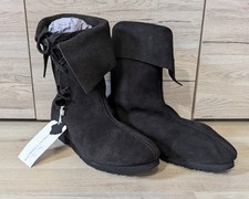 Mittelalter-Stulpenstiefel aus Wildleder mit&nbsp; Gummisohle - schwarz