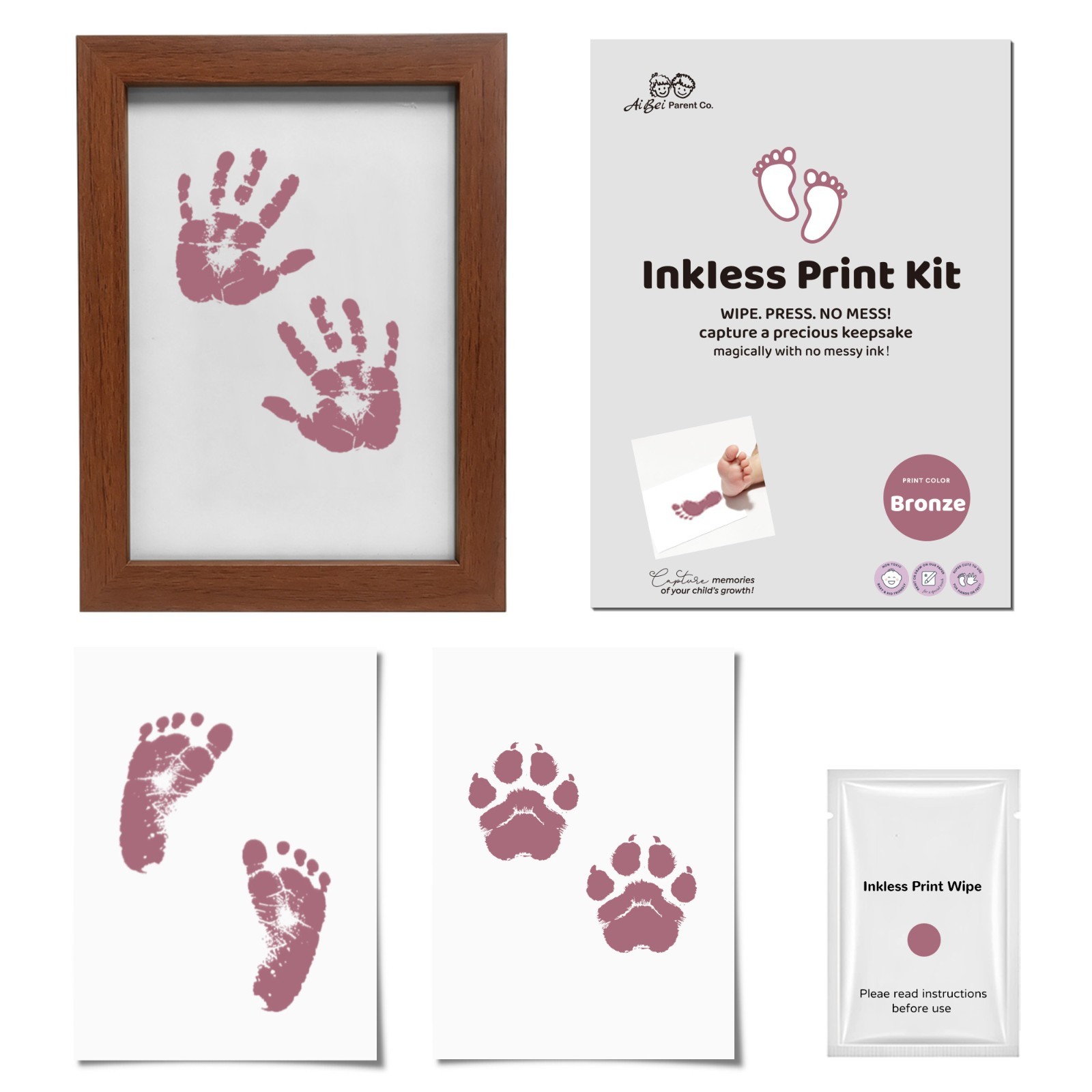 Hand casting kit 3 Packs baby memories with frame baby footprint