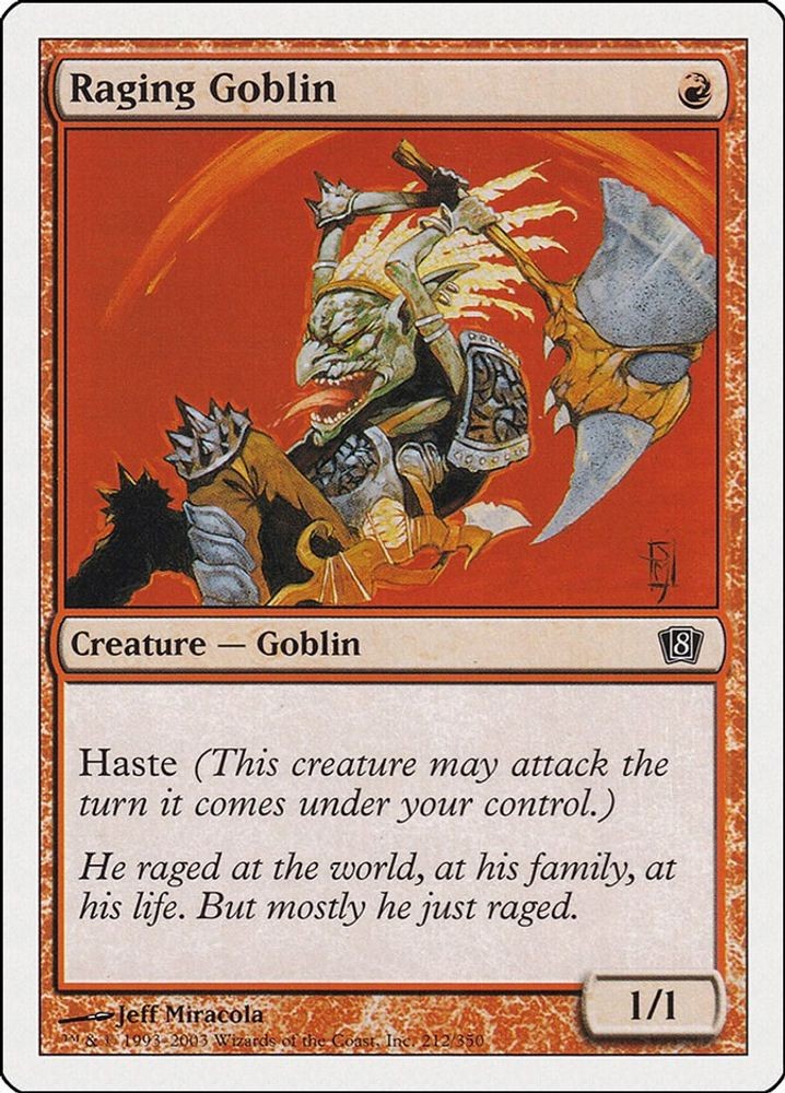 2003 Magic: The Gathering: 8th Edition - Raging Goblin (#212, Common, Near Mint)