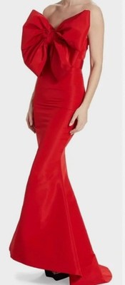 Alexia María Women's Red Sylvie Bow-Embellished Gown Dress Size 2