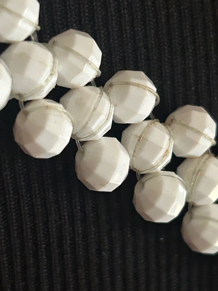 70s Belt Milk White Faceted lucite Beads Gold Chain Tear Drop Tassels HANDMADE - Image 3 of 4