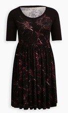Torrid Size 00 Black Marble Super Soft Henley Dress NWT MSRP 65.50