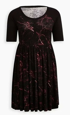 Torrid Size 00 Black Marble Super Soft Henley Dress NWT MSRP $65.50