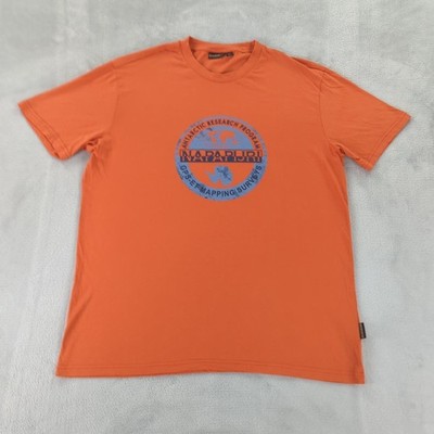 Napapijri Geographic T Shirt Orange Cotton Crewneck Short Sleeve Men L/XL