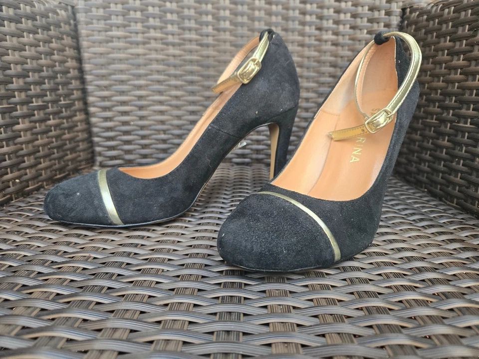(M027 963) 👠 San Marina – Escarpins en daim noir à bride cheville – Taille 36 - Photo 1/4