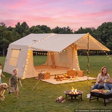 Uimoso Inflatable Camping Tent for 3-5 People Blow Up Tent w/ Air Pump  Canopy