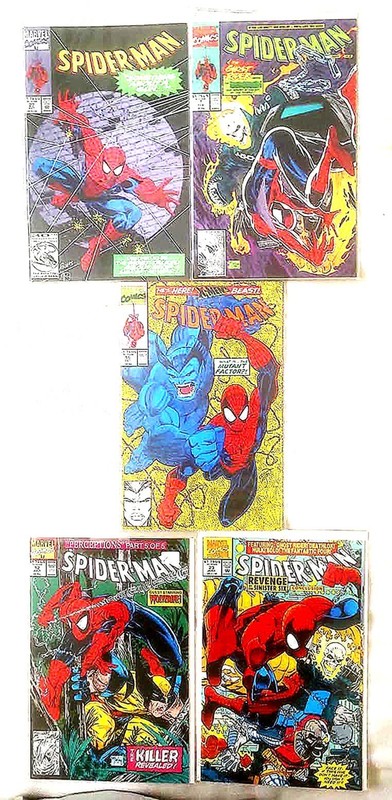 MARVEL COMICS SPIDER-MAN LOT 7, 12, 15, 23, 27; ALL NEAR MINT; 1990S CLASSICS
