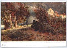 Böcklin 'Death Rides in Autumn Landscape' Art Postcard Ackermanns Munich