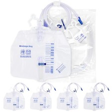 5 Pack Urinary Drainage Bag with Anti-Reflux 5 4000ML, Transparent