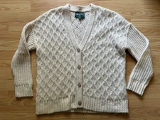 American Eagle Oversized Cable Knit Wool Blend Sweater Cream Cardigan Womens XS