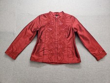 Chicos Women Blazer Jacket 2 Red Sequin Button Long Sleeve Cardinal Outdoor