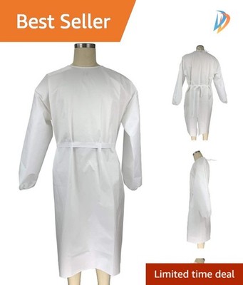Knee-Length Disposable Isolation Gown - Unisex, Lightweight Protection for Ad...